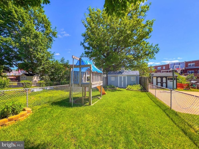 12419 Balston Rd, Philadelphia, PA 19154 - view of yard featuring a playground and a garage