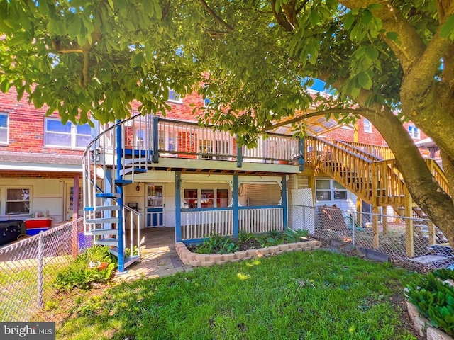 12419 Balston Rd, Philadelphia, PA 19154 - rear view of house with stairway and a deck