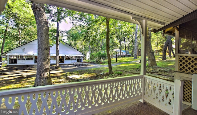 136 Camp Meeting Cir, Herndon, PA 17830 - wooden terrace featuring view of scattered trees