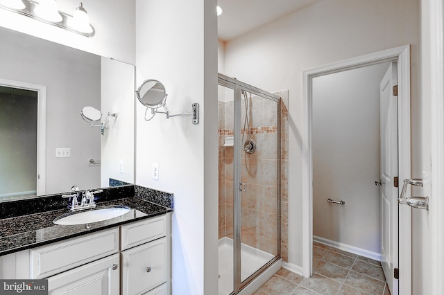 6300 Santo Pl, Capitol Heights, MD 20743 - full bathroom with a shower stall, vanity, and tile patterned flooring