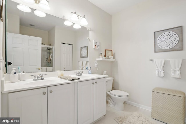 1009 Samantha Ln Unit 302, Odenton, MD 21113 - full bathroom with toilet, a shower stall, double vanity, tile patterned flooring, and baseboards