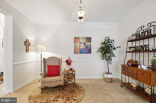 1009 Samantha Ln Unit 302, Odenton, MD 21113 - sitting room featuring carpet, ornamental molding, and baseboards