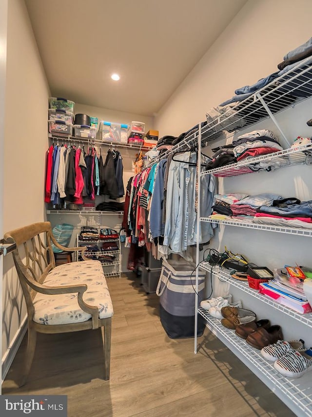spacious closet with wood finished floors