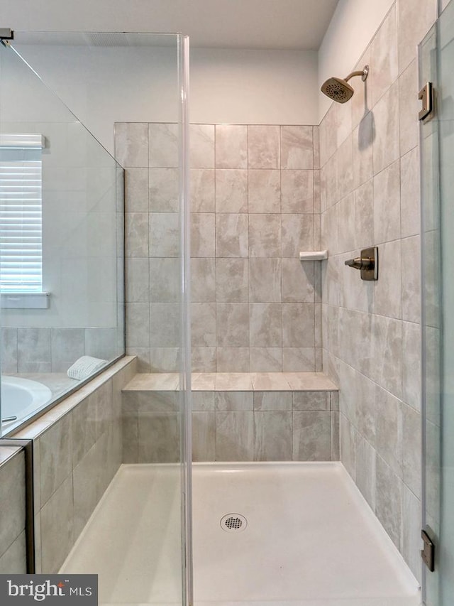 full bathroom with a stall shower
