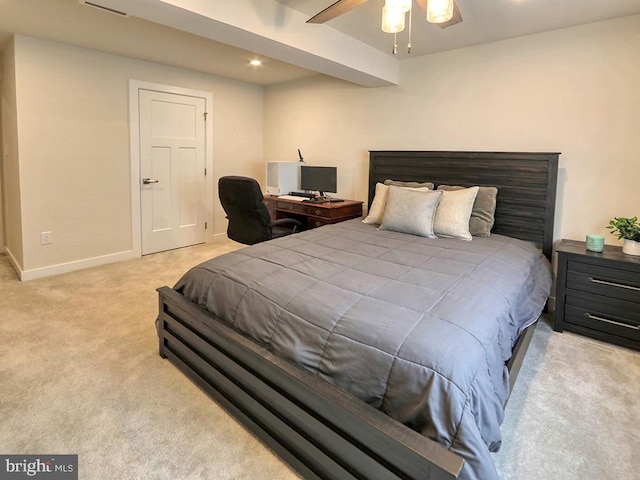 bedroom featuring carpet floors, recessed lighting, and baseboards