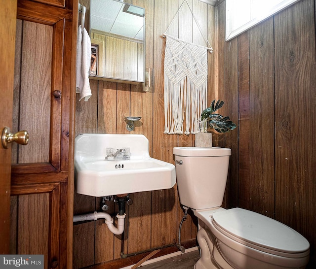 3565 Benzinger Rd, Baltimore, MD 21229 - bathroom featuring toilet, a sink, and wood walls