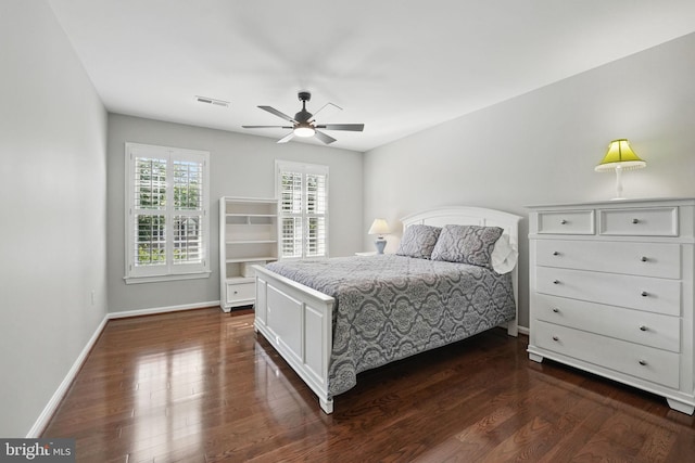 8346 Argent Cir, Fairfax Station, VA 22039 - bedroom featuring dark wood-type flooring, baseboards, and a ceiling fan