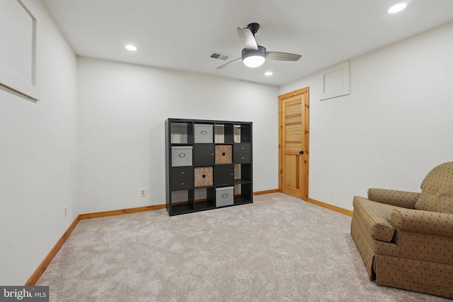 8346 Argent Cir, Fairfax Station, VA 22039 - sitting room featuring carpet flooring, a ceiling fan, recessed lighting, and baseboards