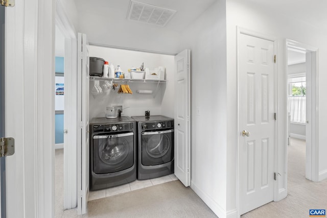 3080 Morewood Ln, Charlottesville, VA 22901 - laundry area with washer and clothes dryer, light colored carpet, and baseboards