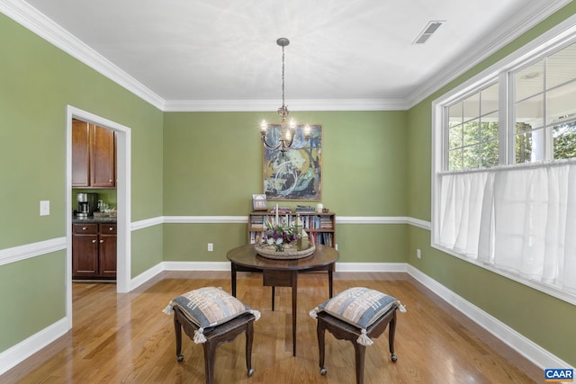 3080 Morewood Ln, Charlottesville, VA 22901 - sitting room with a chandelier, light wood-type flooring, ornamental molding, and baseboards