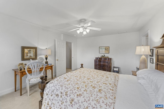 3080 Morewood Ln, Charlottesville, VA 22901 - bedroom with light colored carpet, baseboards, and a ceiling fan