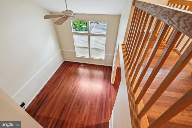 8 Ashford Ct, Annapolis, MD 21403 - unfurnished living room with baseboards, wood finished floors, and a ceiling fan