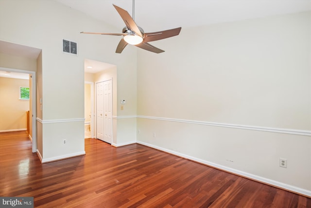 8 Ashford Ct, Annapolis, MD 21403 - unfurnished bedroom featuring baseboards, wood finished floors, a closet, a towering ceiling, and a ceiling fan