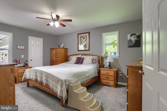 40 Blue Mountain Hts, Schuylkill Haven, PA 17972 - bedroom featuring light colored carpet, multiple windows, ceiling fan, and baseboards