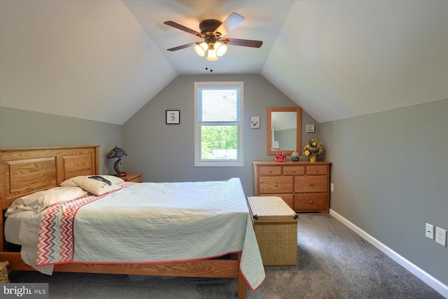 40 Blue Mountain Hts, Schuylkill Haven, PA 17972 - carpeted bedroom with lofted ceiling, a ceiling fan, and baseboards