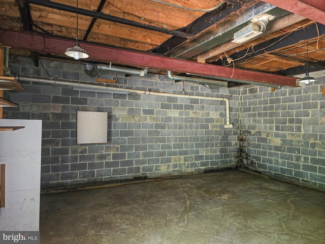 view of unfinished basement