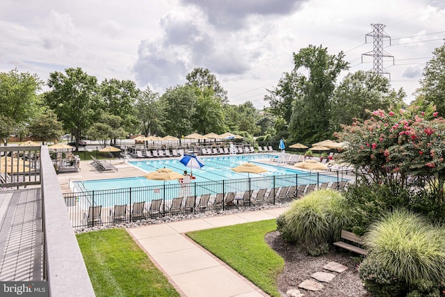 6914 Ellingham Cir Unit C, Alexandria, VA 22315 - community pool with a patio and view of scattered trees