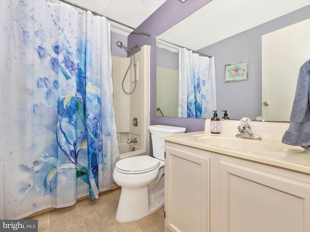 4310 Zircon Rd, Middletown, MD 21769 - full bathroom with vanity, shower / tub combo with curtain, tile patterned floors, and toilet
