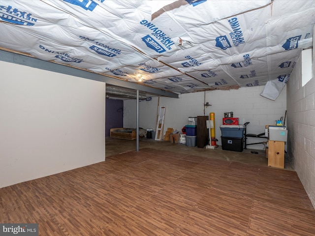 4310 Zircon Rd, Middletown, MD 21769 - below grade area with concrete block wall and wood finished floors