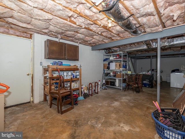4310 Zircon Rd, Middletown, MD 21769 - unfinished below grade area featuring washer / clothes dryer and concrete block wall