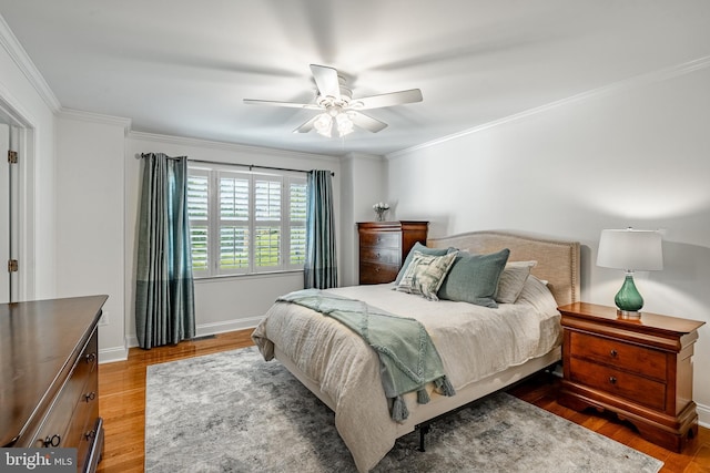 201 Ivystone Dr, Downingtown, PA 19335 - bedroom featuring wood finished floors, crown molding, baseboards, and a ceiling fan