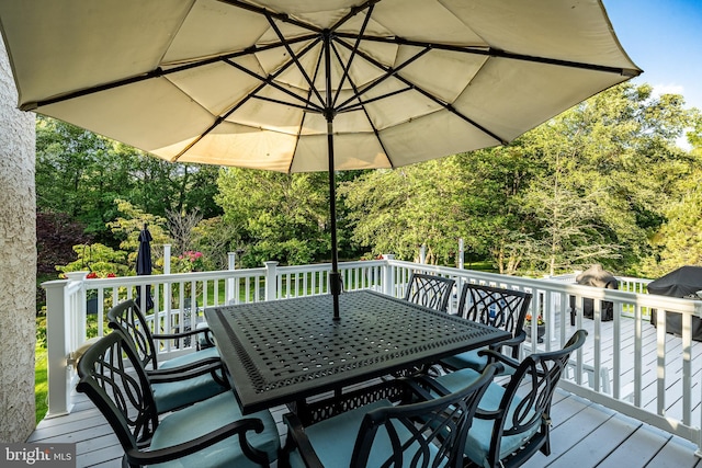 201 Ivystone Dr, Downingtown, PA 19335 - wooden deck featuring outdoor dining space and a grill