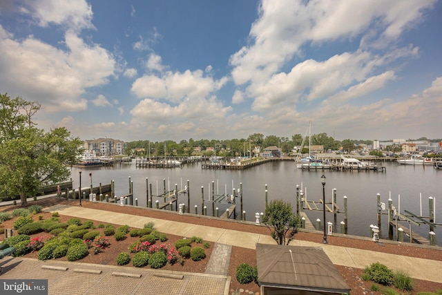 dock featuring a water view and boat lift