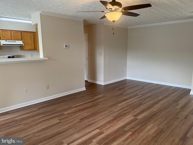 11002 Koman Cir, Manassas, VA 20109 - unfurnished room featuring dark wood-style flooring, a textured ceiling, ceiling fan, baseboards, and crown molding