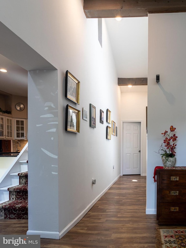 5607 Meridian Rd, Gibsonia, PA 15044 - hall with dark wood-type flooring and a towering ceiling