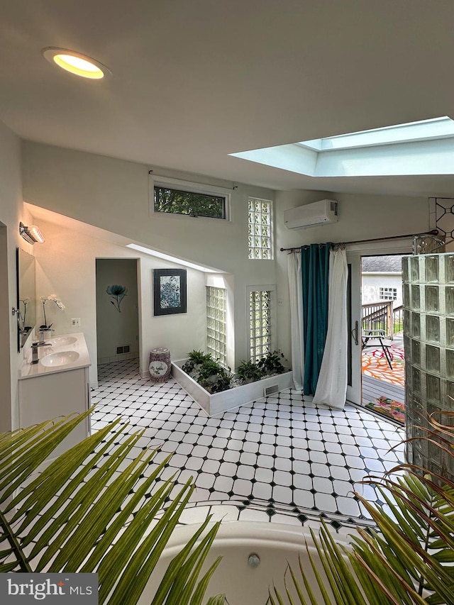 5607 Meridian Rd, Gibsonia, PA 15044 - foyer entrance with light floors, a skylight, plenty of natural light, and a towering ceiling