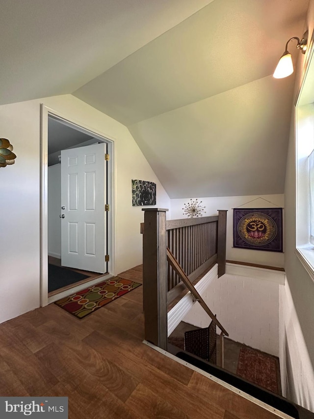 5607 Meridian Rd, Gibsonia, PA 15044 - staircase with wood finished floors and vaulted ceiling