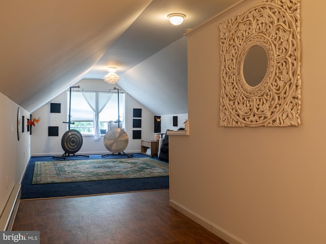 5607 Meridian Rd, Gibsonia, PA 15044 - additional living space featuring lofted ceiling, baseboard heating, and wood finished floors