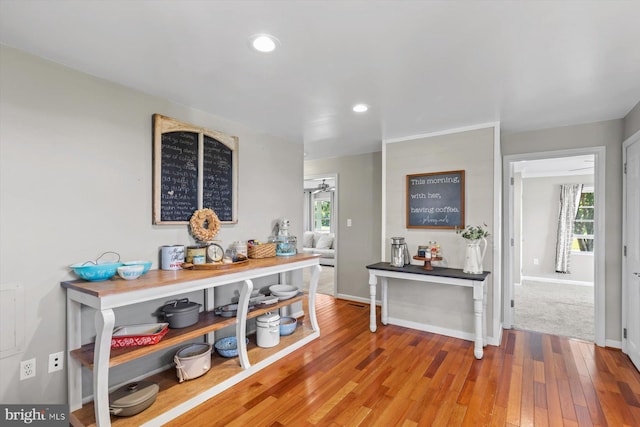 34602 Roxana Rd, Frankford, DE 19945 - corridor featuring hardwood / wood-style flooring, healthy amount of natural light, recessed lighting, and baseboards