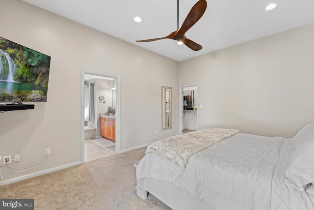 34602 Roxana Rd, Frankford, DE 19945 - bedroom with light colored carpet, recessed lighting, baseboards, a spacious closet, and connected bathroom