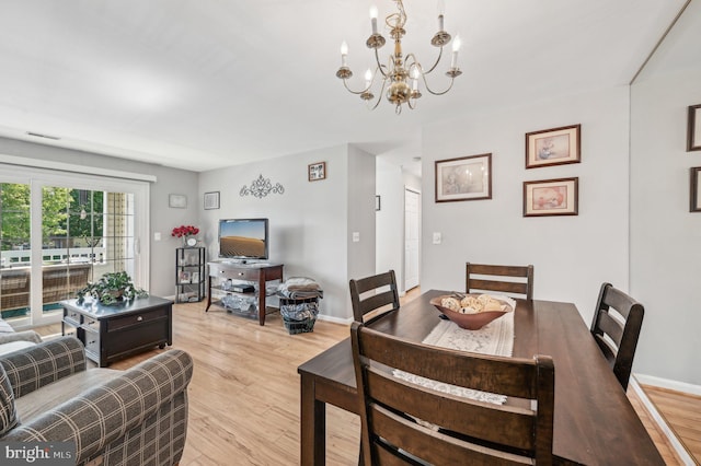 1402 Bonnett Pl Unit 131, Bel Air, MD 21015 - dining area with a chandelier, light wood-type flooring, and baseboards
