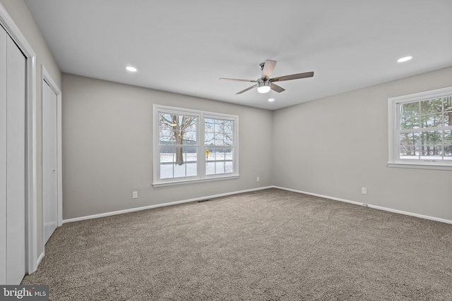 21830 Vaughn Rd, Georgetown, DE 19947 - unfurnished bedroom with carpet flooring, recessed lighting, baseboards, and a ceiling fan