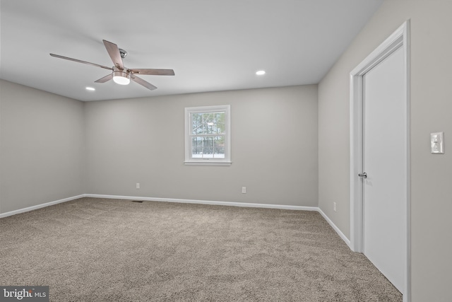 21830 Vaughn Rd, Georgetown, DE 19947 - carpeted spare room with a ceiling fan, baseboards, and recessed lighting