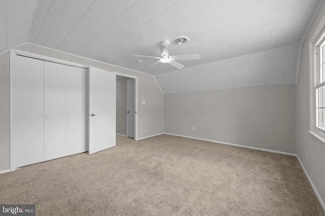 21830 Vaughn Rd, Georgetown, DE 19947 - bonus room featuring lofted ceiling, carpet floors, ceiling fan, and baseboards