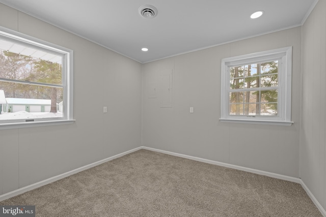 21830 Vaughn Rd, Georgetown, DE 19947 - carpeted spare room featuring ornamental molding, recessed lighting, and baseboards