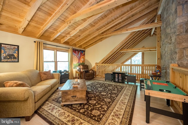 532 Pine Grove Rd, Lonaconing, MD 21539 - living room with healthy amount of natural light, wood finished floors, pool table, and wood ceiling