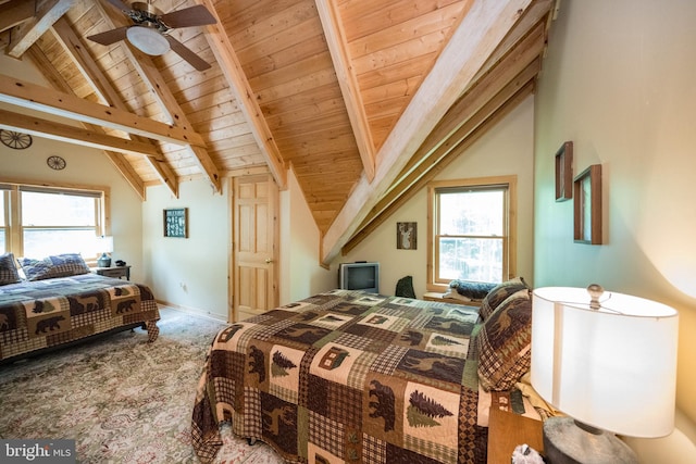 532 Pine Grove Rd, Lonaconing, MD 21539 - carpeted bedroom featuring wood ceiling and multiple windows