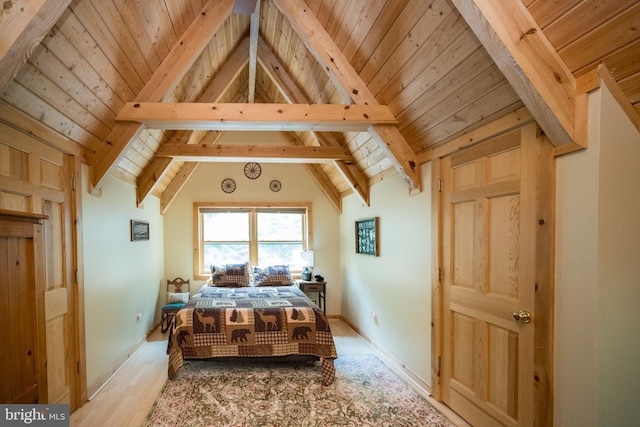 532 Pine Grove Rd, Lonaconing, MD 21539 - bedroom with wooden ceiling, light wood-style flooring, and baseboards