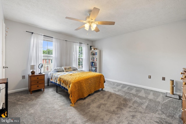 104 Braeburn Dr, Winchester, VA 22601 - bedroom with a textured ceiling, baseboards, carpet, and a ceiling fan