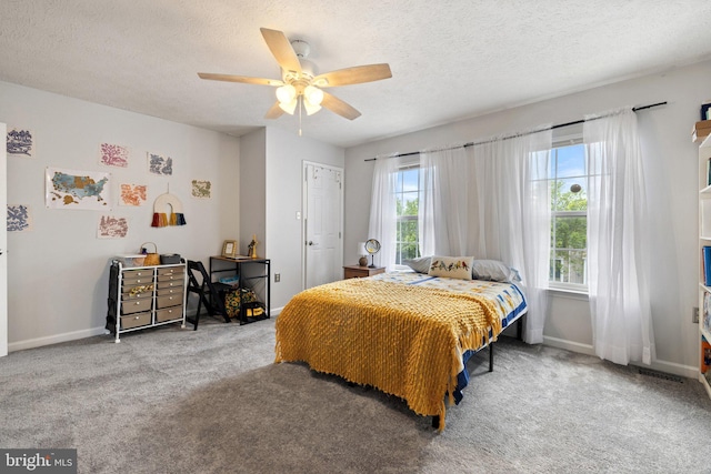 104 Braeburn Dr, Winchester, VA 22601 - bedroom with a textured ceiling, baseboards, carpet flooring, and a ceiling fan