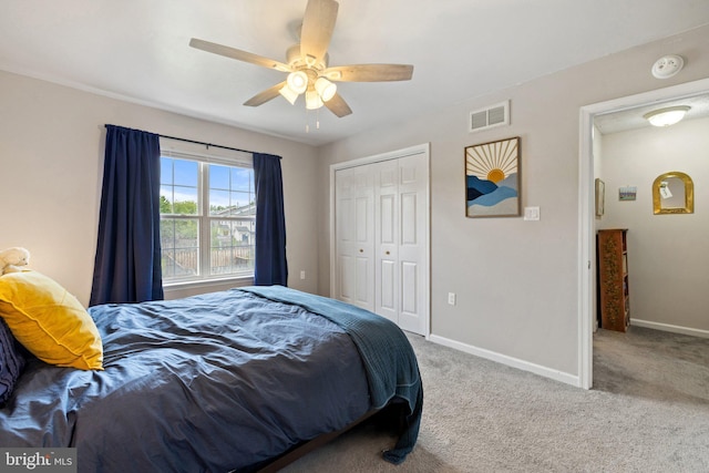 104 Braeburn Dr, Winchester, VA 22601 - bedroom featuring baseboards, a closet, carpet flooring, and ceiling fan