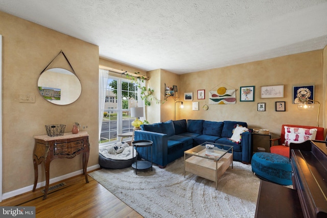104 Braeburn Dr, Winchester, VA 22601 - living area with wood finished floors, a textured ceiling, and baseboards