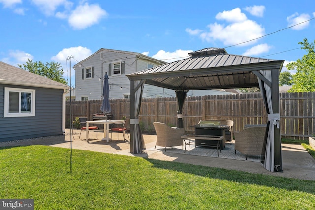 view of yard with a gazebo and a patio