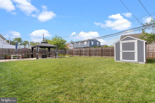 view of yard with a gazebo and a patio area