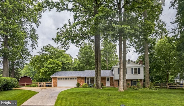 5 Kings House Ct, Silver Spring, MD 20905 - split level home featuring brick siding, driveway, an attached garage, and a chimney