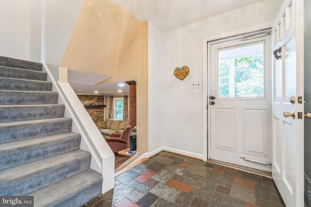 5 Kings House Ct, Silver Spring, MD 20905 - foyer entrance featuring stairway and stone tile flooring